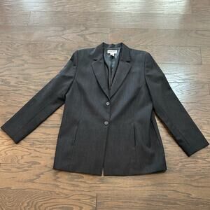 Pendleton Woman’s 100% Virgin Wool Blazer Gray Lined Button Front Blazer Size 14